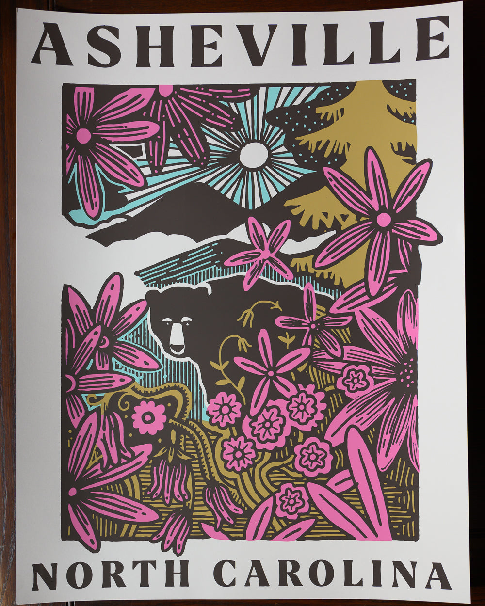 Blue Ridge Woodcut Poster